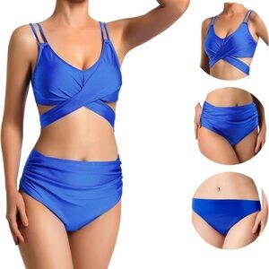 High Waisted Bikini Set Push up Bikini 3 Piece Swimsuit Adjustable Tummy Control